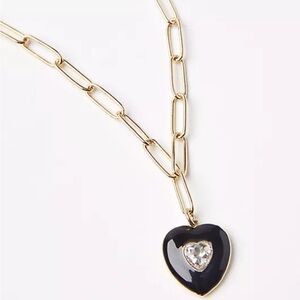 Loft Gold Chain Necklace with Black Heart Pendant NWT